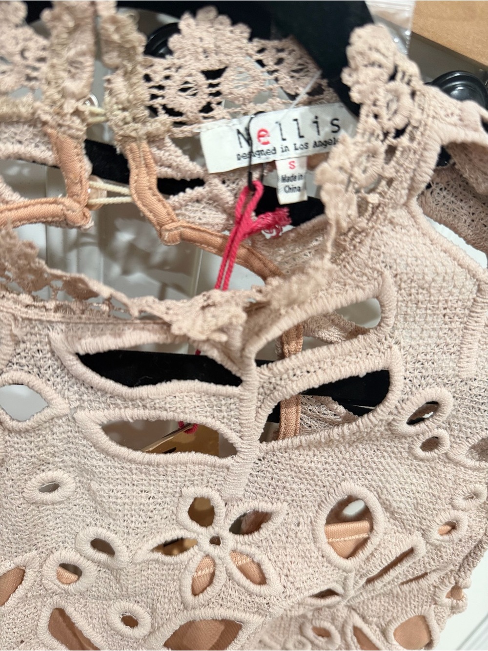 Sleeveless Blush Lace Cutout Mini Dress - Picture 2 of 5